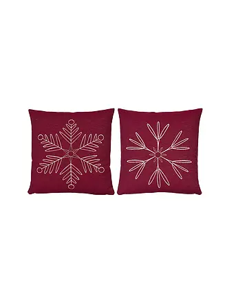 SANDER | Weihnachts Kissenhülle 45x45cm SNOWFLAKES Creme | rot